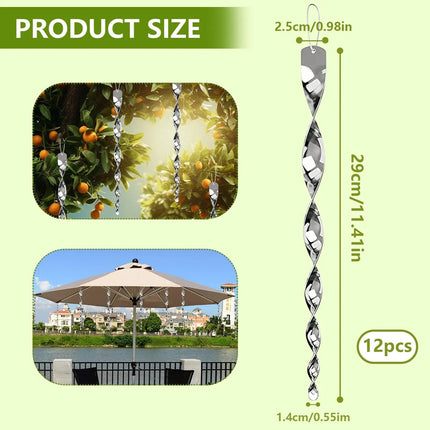 Reflective Bird Deterrent Spiral Rods, Rotating Pigeon Deterrent