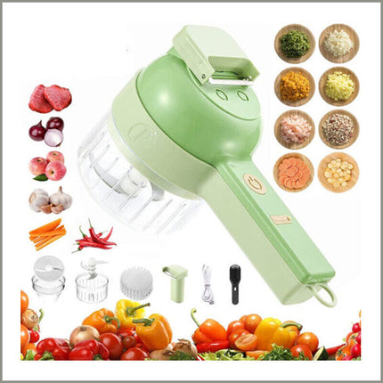 Electric Vegetable Chopper, 4 in 1 Mini Food Processor with Chopping and Slicing Blades
