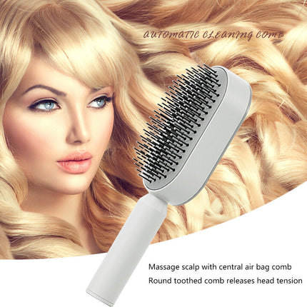 Hair Brush Self Cleaning with Retractable Bristles, Detangling Hair Brush with Scalp Massage