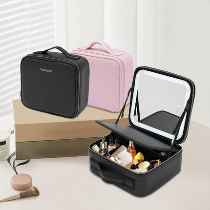 Makeup Bags with LED Light and Mirror, Travel Cosmetic Bag Makeup Organizer