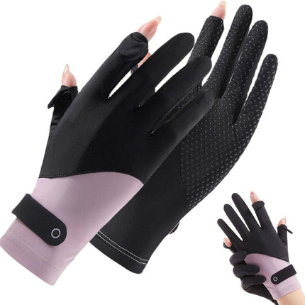 Womens UV Sun Protection Driving Gloves Breathable Ice Silk Touchscreen Anti Slip Summer Sunblock Gloves for Women