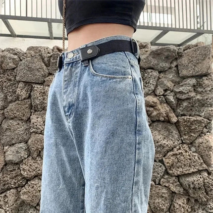 Elastic Stretch Belt, No Buckle Belt for Jeans and Pants, Invisible Canvas Belt Without Buckle