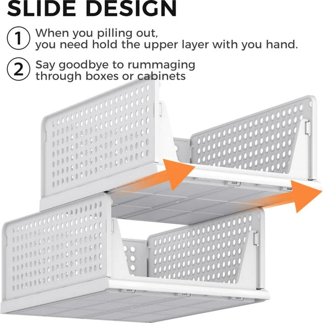 Closet Organizer Storage Bins, Stackable Clear Storage Bins for Wardrobe