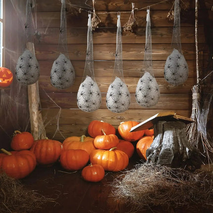 Spider Egg Sacs Halloween Decor, Light Up Spider Decor with LED