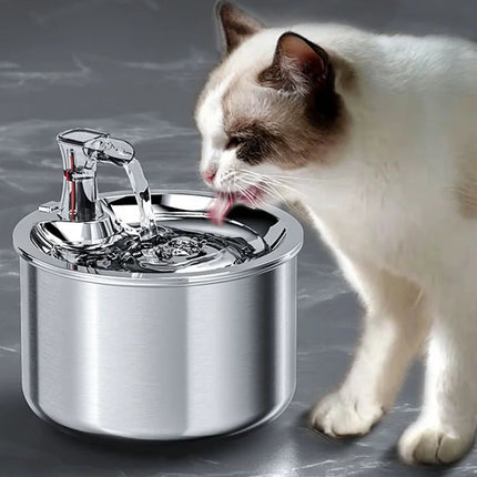 Cat Drinking Fountain with Motion Sensor, 2L Cat Fountain Stainless Steel with 4 Layer Filter