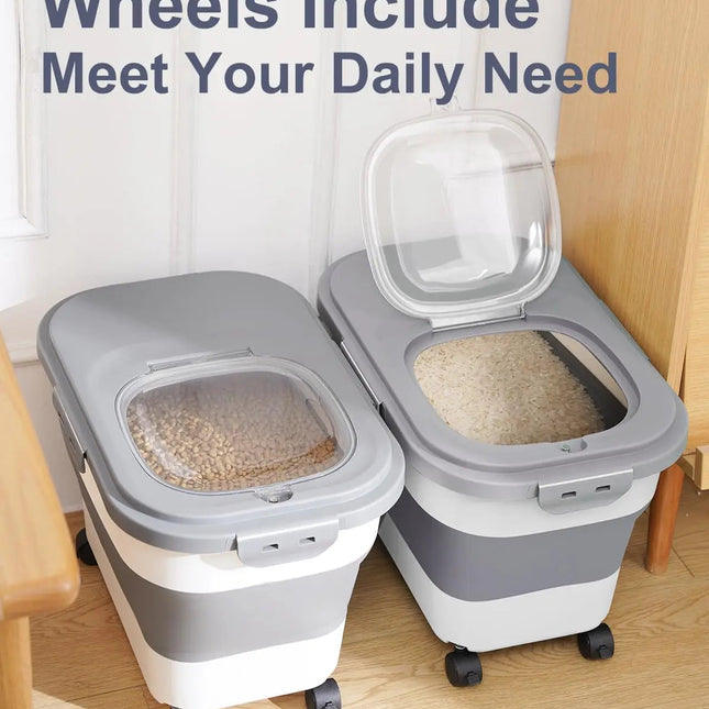 Food Storage Container with Wheels, Airtight Food Container for Pet Food