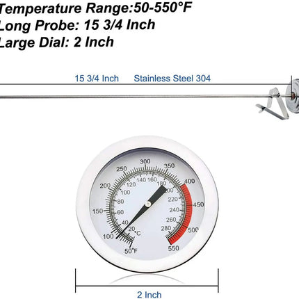 Candy Thermometer with 15.7 In Probe, Stainless Steel Deep Fry Thermometer for Oil – image 4