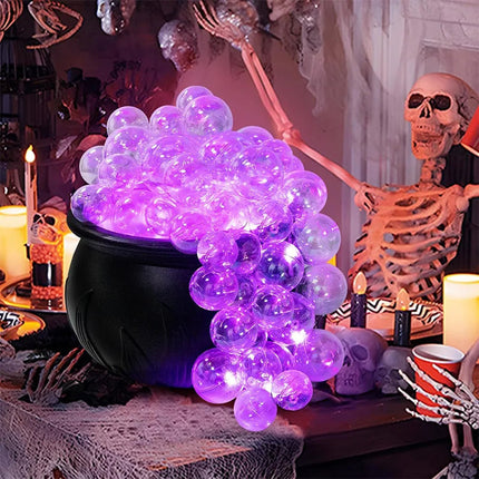 Halloween Witch Cauldron with LED Lights, DIY Halloween Decor Candy Bowl, Indoor Halloween Decor for Party
