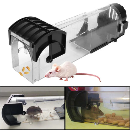 Mouse Trap Humane Live Catch, Reusable Humane Mouse Trap with Self Locking Door and Clear Body