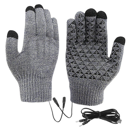 USB Heated Gloves for Winter, Touchscreen Three Finger Warming Gloves with Anti Slip Silicone Palm for Skiing, Cycling and Motorcycle Riding