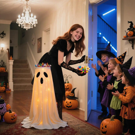 Halloween Candy Bowl Stand, Light Up Ghost Candy Bowl for Trick or Treat