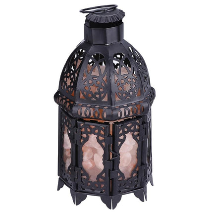 Vintage Iron Salt Rock Tabletop Lamp, Natural Crystal Night Light with Warm White Bulb, 12.2 Inch Bedroom Decor Lamp