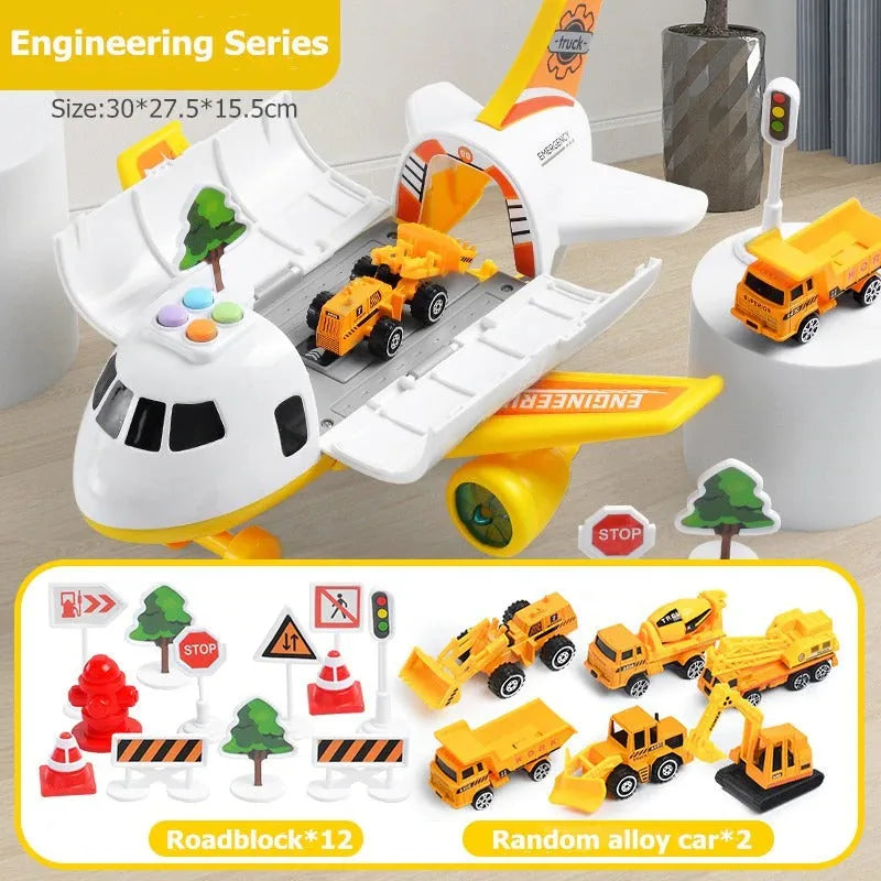 Tuzwa Airplane Toy Set for Kids – 20-Piece Friction-Powered Airport Playset with Vehicles & Sound, Ages 3–12