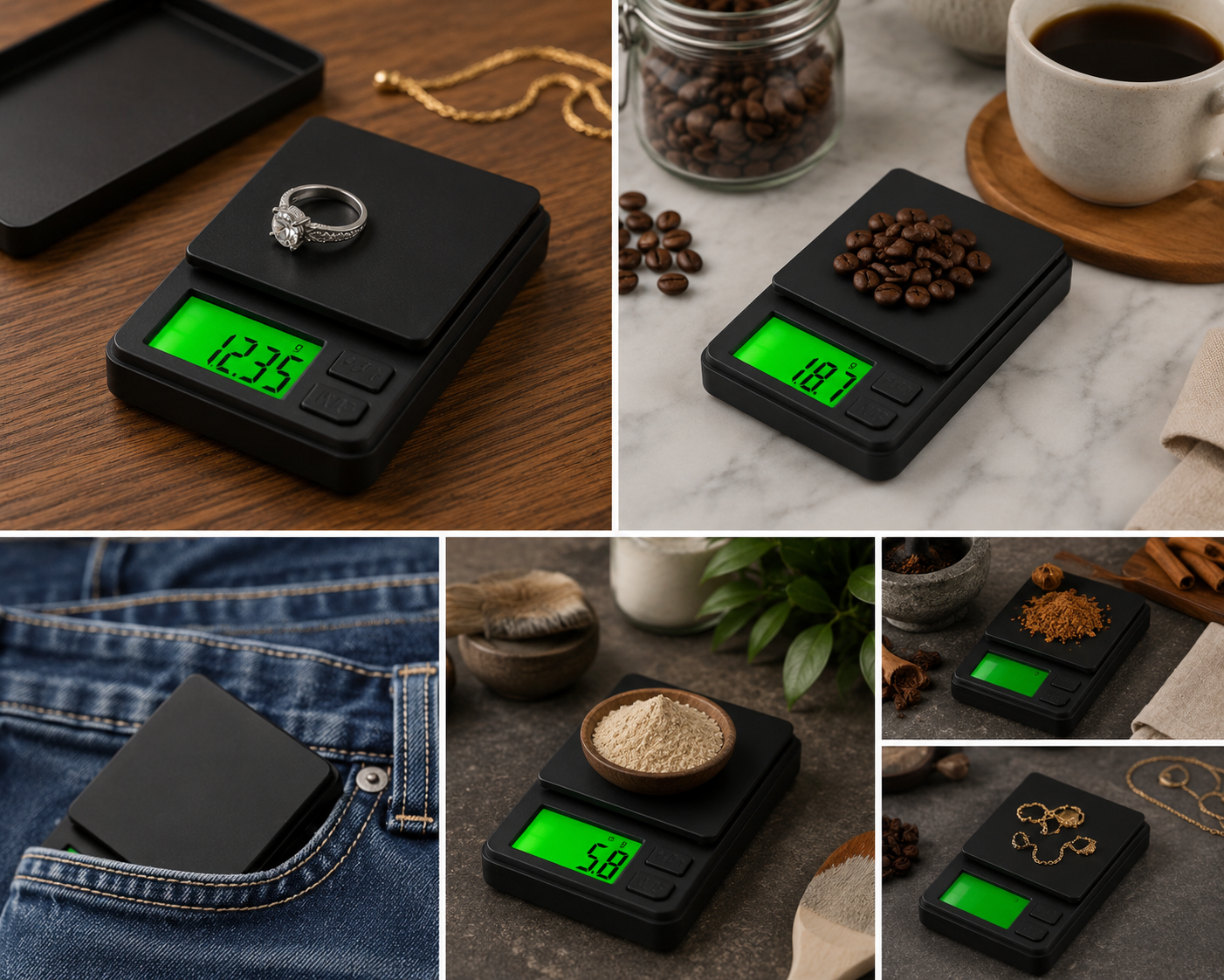 Tuzwa Precision Pocket Scale 1000g x 0.1g | Digital Gram Scale with Backlit LCD for Jewelry, Food, Coffee, Herbs & Travel