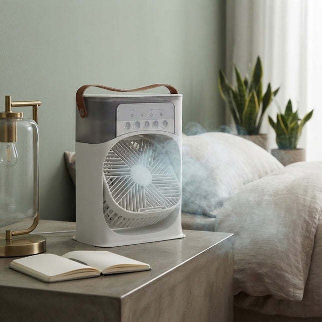 Portable Air Cooler with Humidifier, Evaporative Cooler with Misting Fan for Bedroom, USB Personal Desk Fan for Office