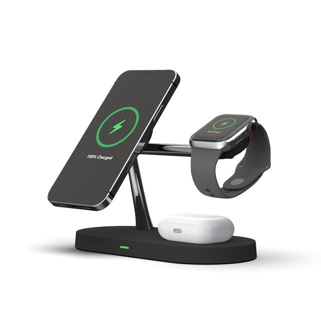 3-in-1 Wireless Charger Station with MagSafe Compatibility | Versatile Charging Solution for Smartphones, Smartwatches, and Earbuds 0