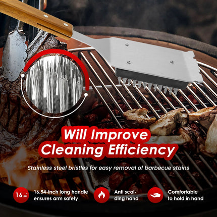 Barbecue Grill Brush with Scraper, Grill Accessories with Long Handle