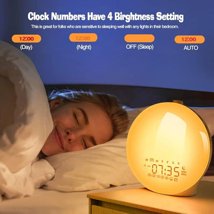 Sunrise Alarm Clock, Wake Up Light Alarm Clock with Nature Sounds – image 4