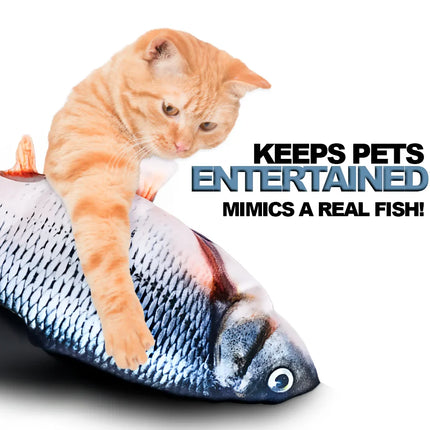 USB Rechargeable Flopping Fish Toy for Cats and Dogs, Motion Sensor Interactive Kicker Pet Toy for Indoor and Outdoor Play