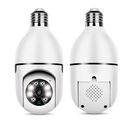 Wireless light bulb security camera, HD WiFi bulb cam with 355 degree pan, night vision and two-way audio