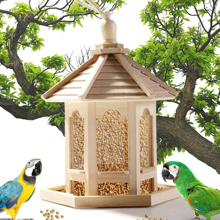Bird Feeders for Outside, Wooden Hanging Bird Feeder for Large Birds