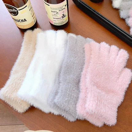 Mittens for Women, Thick Plush Velvet Gloves for Cold Weather