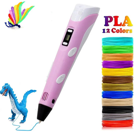 3D Pen for Kids, 3D Printing Pen Starter Kit with 12 Colors Filament and Pedestal