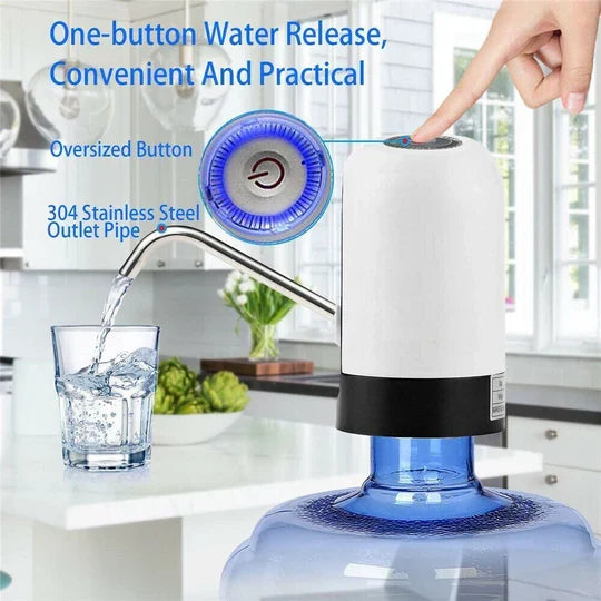 Tuzwa Automatic Water Dispenser – USB Rechargeable Electric Water Bottle Pump with Touch Control, Child Lock & Stainless Steel Spout