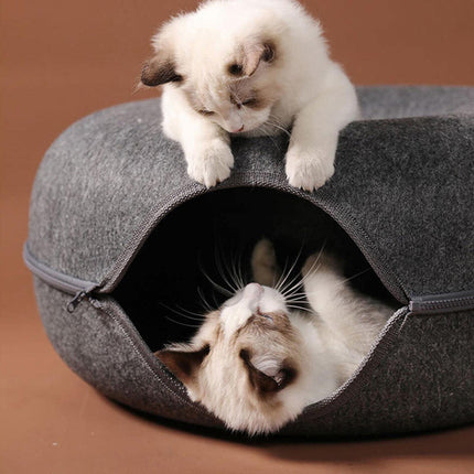 Felt Cat Tunnel Bed and Cat Cave Play Toy, Round Donut Pet Nest for Kittens – image 7