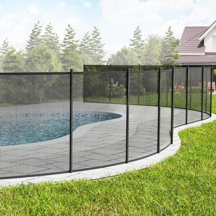 Pool Fence for Inground Pools, Removable Pool Safety Fence with Aluminum Alloy Poles, Mesh Pool Fence for Kids and Pets