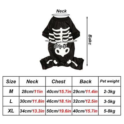 Dog Halloween Costumes, Skeleton Dog Costume with Glow in the Dark Print – image 4