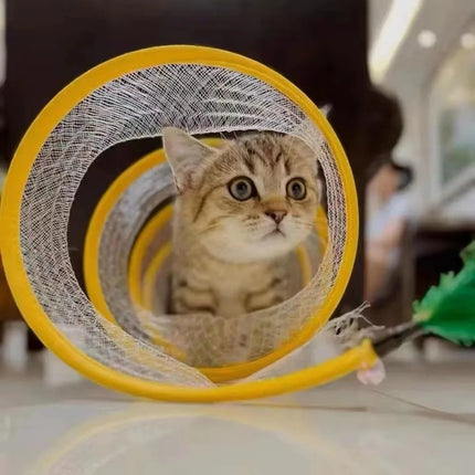 Collapsible Cat Tunnel, Interactive Cat Toy S Type Tunnel with Balls and Crinkle Paper