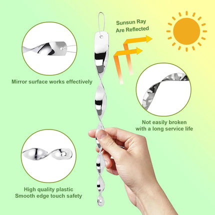Reflective Bird Deterrent Spiral Rods, Hanging Bird Repellent Device for Garden and Balcony