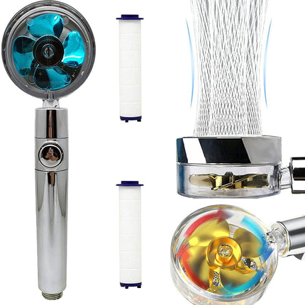 Shower Head with Turbo Propeller, Water Saving Rain Shower Head