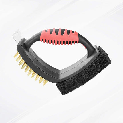 Barbecue Grill Brush with Brass Bristles and Scraper, 3 in 1 Grill Cleaning Brush