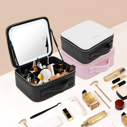 Makeup Bags with LED Light and Mirror, Vanity Bag with Makeup Pouch