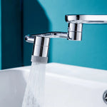 Tuzwa 1080° Rotating Faucet Extender – Stainless Steel & Copper Swivel Sink Adapter with 22mm/24mm Connector, Silver