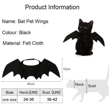 Dog Halloween Costume Bat Wings, Black Felt Bat Costume