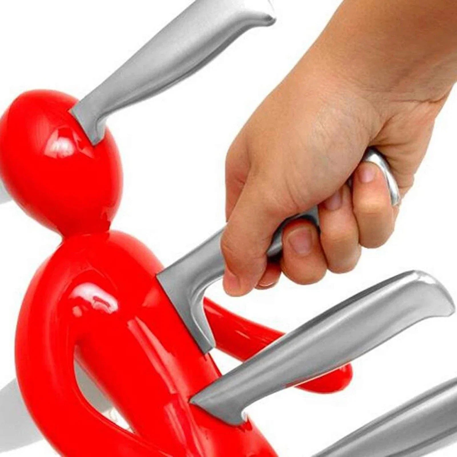 Tuzwa Humanoid Knife Holder – 5-Slot Stainless Steel & PP Kitchen Knife Block, Space-Saving Countertop Storage