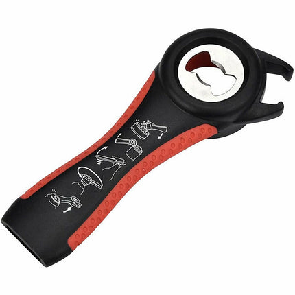 Bottle Opener 6 in 1, Jar Opener with Easy Grip Handles, Bottle Cap Opener for Pull Tabs and Safety Seals