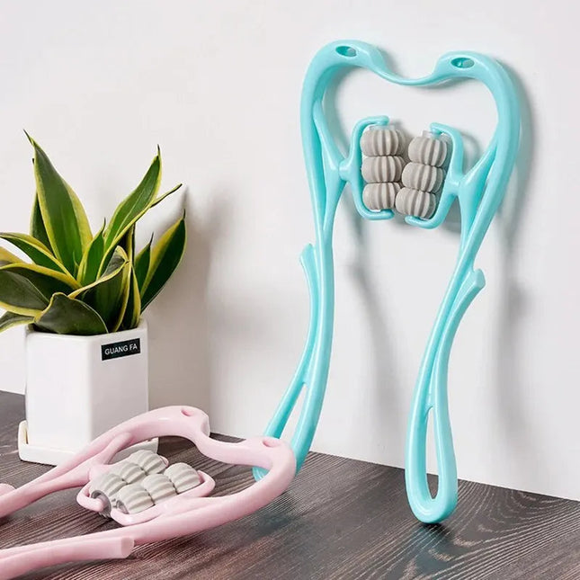 Manual Neck Massager with 6 Kneading Rollers, Neck and Shoulder Massager for Stiff Neck Relief