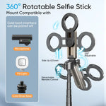 Tuzwa Magnetic Selfie Stick Tripod – N52 Phone Mount with Wireless Remote, 360° Rotation, 225° Tilt, 4-Leg Tripod & Cold Shoe Mount