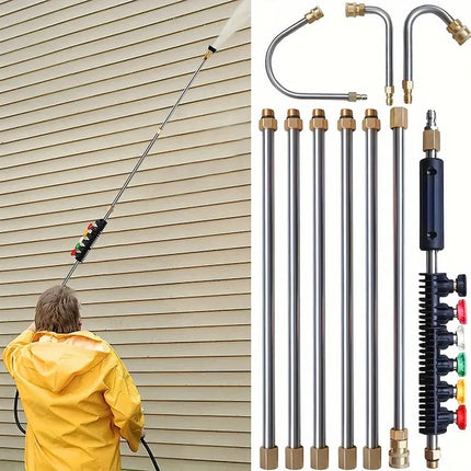 Pressure Washer Wand Extension Set, Gutter Cleaning Tool with 120 Degree Curved Rod, Pressure Washer Nozzles and O Rings