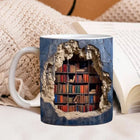 Ceramic Coffee Mug, 3D Library Bookshelf Ceramic Mug, Gifts for Book Lovers and Readers for Office and Home