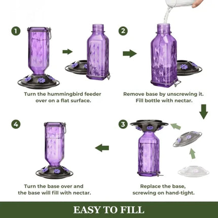 Hummingbird Feeder 24 oz, Glass Hummingbird Feeder with Ant Moat – image 8