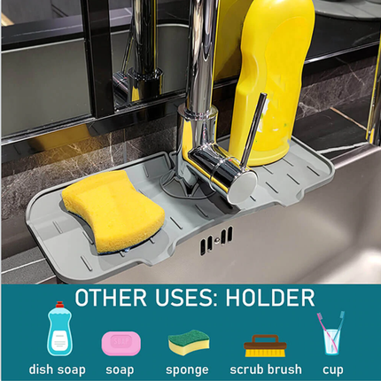 Silicone Sink Mat and Water Absorbing Mat, Faucet Drip Tray with Adjustable Hole – image 8