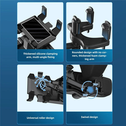 Car Phone Holder for Rearview Mirror, Rear View Mirror Mount with 360 Rotation, Phone Mount for Navigation