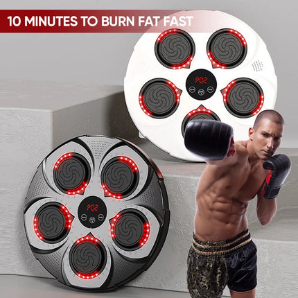 Wall Mounted Music Boxing Machine, Bluetooth Reaction Light Punching Trainer with Adjustable Speed and Modes, No Drill Home Setup