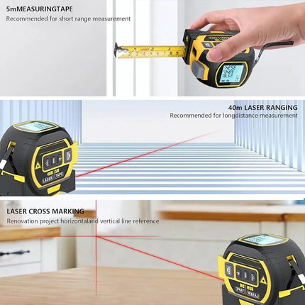 Electronic Distance Meter, Digital Measuring Tape with Retractable Steel Tape and Data Storage – image 5