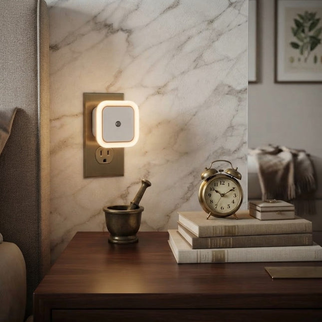 Plug In Night Light for Bedroom, Dusk to Dawn Night Light with Light Sensor, LED Night Lamp for Hallway and Bathroom